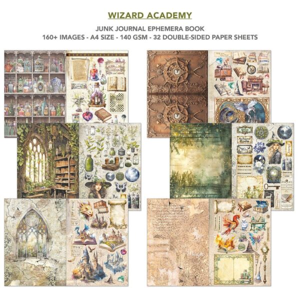 Wizard Academy A4 Junk Journal Ephemera Book (32pcs) (CBB004)