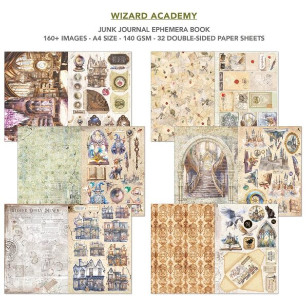 Wizard Academy A4 Junk Journal Ephemera Book (32pcs) (CBB004)