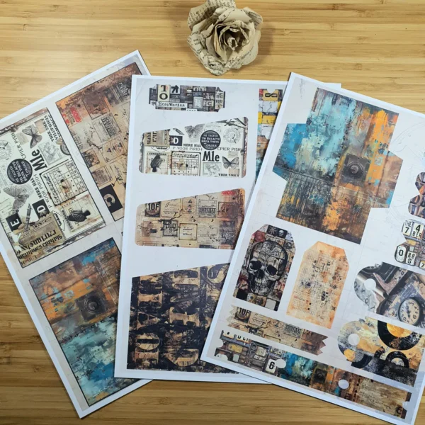 Donkere industriële junkjournal Scrapbookingpapier (P06)