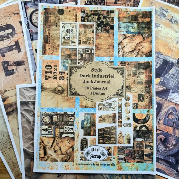 Donkere industriële junkjournal Scrapbookingpapier (P06)
