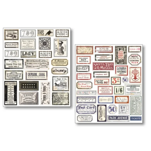 Vintage Scripts Mixed Media Stickers (10pcs) (MB003)