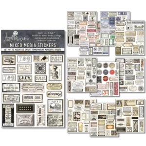 Vintage Scripts Mixed Media Stickers (10pcs) (MB003)