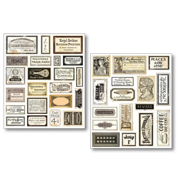 Vintage Scripts Mixed Media Stickers (10pcs) (MB003)