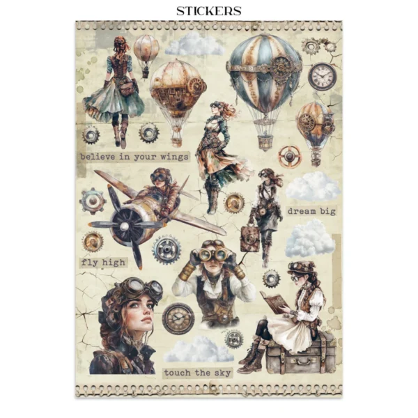 Voyages Fantastiques Junk Journal Stickers, Backgrounds, Cut-Outs (SBJK05)