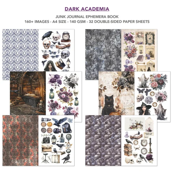 Dark Academia A4 Junk Journal Ephemera Book (32pcs) (CBB014) 001 Dark Academia A4 Junk Journal Ephemera Book (32pcs) (CBB014)