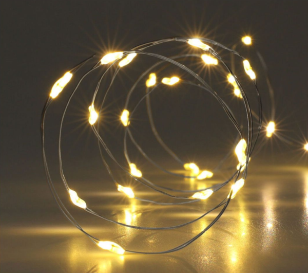 Zilverdraad LED Lichtketting 195 cm – 40 Warm witte LED Lampjes op Batterij