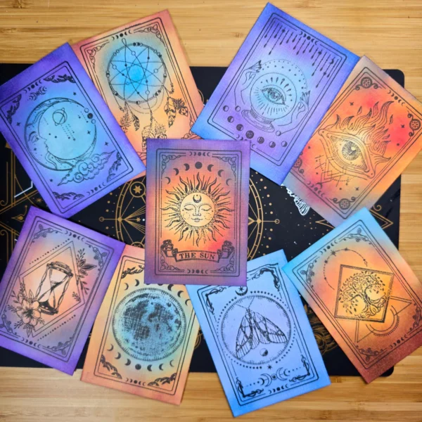 Stempelvel Maan, Zon tarotkaart XL esoterisch (T50B)