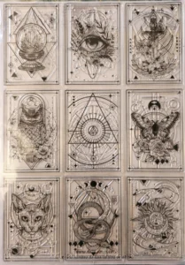 A4-stempel Maan, Zon tarotkaart XL esoterisch (T50B)