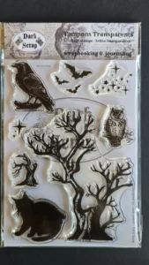 Tampon Arbre et chat gothique