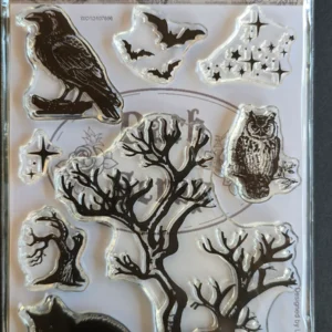 Tampon Arbre et chat gothique