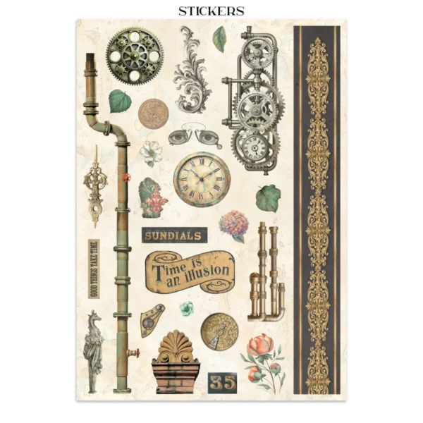 Gardens of Time Junk Journal Stickers, Backgrounds, Cut-Outs (SBJK17)