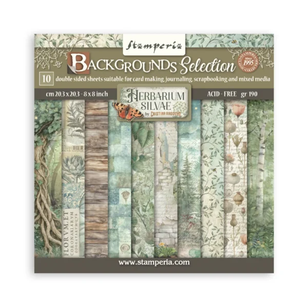 Herbarium Silvae 8x8 Inch Paper Pack Maxi Backgrounds Selection (SBBS136)