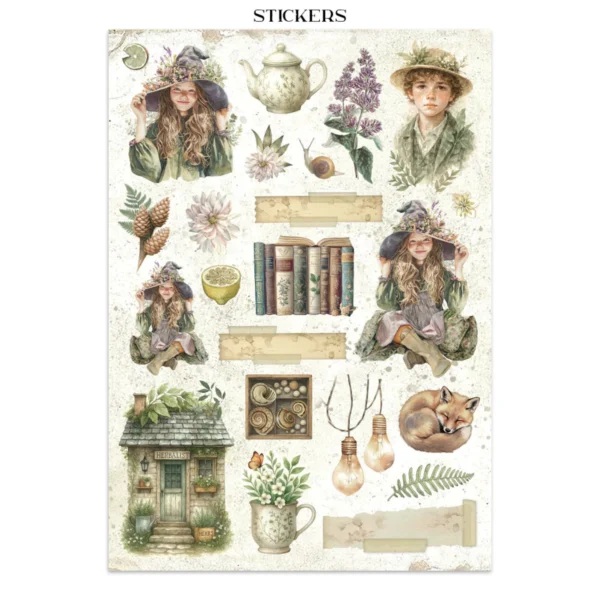 Herbarium Silvae Junk Journal Stickers, Backgrounds, Cut-Outs (SBJK09)
