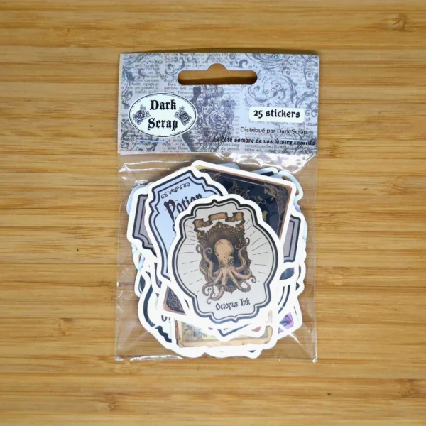 25 Stickers – Apothicaire & Cabinet de Curiosités - Vintage stijl (S08)