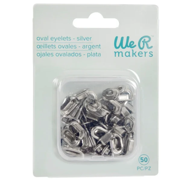 Crop-A-Dile Oval Eyelets Zilver 50stuks - We R Makers (735145) 001 Crop-A-Dile Oval Eyelets Zilver 50stuks - We R Makers (735145)