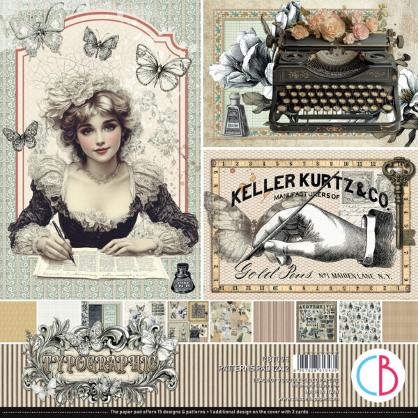 Typographic 12x12 Inch Patterns Pad (8pcs) (CBT095)