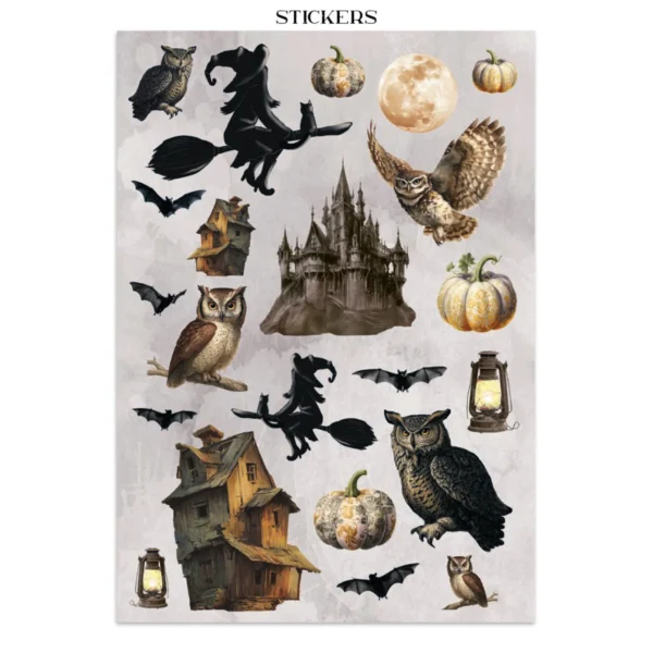 Stamperia Halloween Junk Journal Stickers, Backgrounds & Cut-Outs by Vicky Papaioannou (SBJK22) | A4 Art Journaling & Card Making Kit