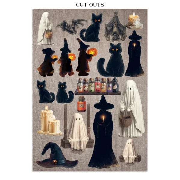 Stamperia Halloween Junk Journal Stickers, Backgrounds & Cut-Outs by Vicky Papaioannou (SBJK22) | A4 Art Journaling & Card Making Kit
