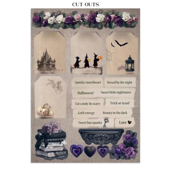 Stamperia Halloween Junk Journal Stickers, Backgrounds & Cut-Outs by Vicky Papaioannou (SBJK22) | A4 Art Journaling & Card Making Kit