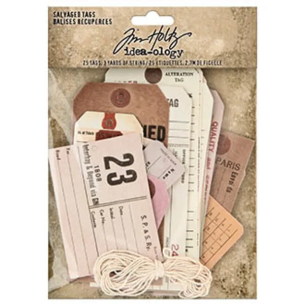 Tim Holtz Salvaged Tags (TH94048) | 25 Vintage Labels met Touw | Idea-ology | Junk Journal, Scrapbooking & Mixed Media