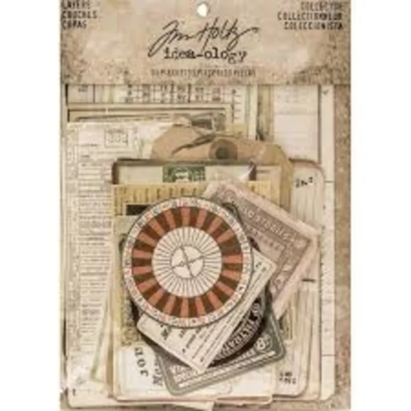 Tim Holtz Layers Collector TH93553 bevat 32 vintage die-cut elementen voor junk journals, scrapbooking, mixed media, art journals en kaarten maken. Ideaal voor het creëren van prachtige gelaagde papierprojecten