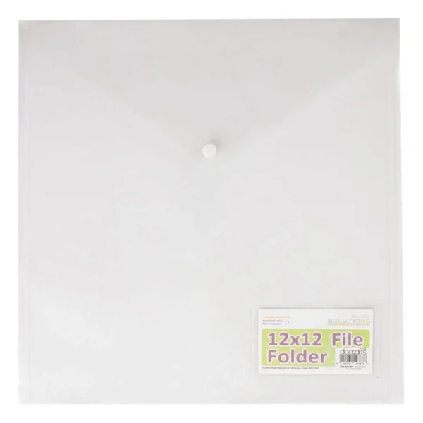 12x12 Inch File Folder (PMA 9351007) Papermania 12x12 Inch File Folder met drukknoopsluiting. Transparante opbergmap voor scrapbookpapier, cardstock, foto's en creatieve materialen.