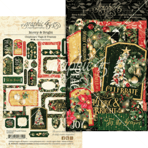 Graphic 45 Merry & Bright Chipboard Tags & Frames met 30 stevige decoratieve elementen. Perfect voor kerstkaarten, scrapbooking en mini albums.