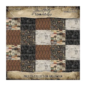 Tim Holtz Palette Collection Halloween 12x12 inch met 12 dubbelzijdige vellen. Perfect voor scrapbooking, journals, kaarten en mixed media.