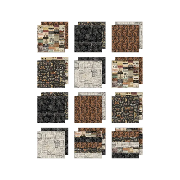 Tim Holtz Idea-ology Palette Collection Halloween 8x8 inch TH94481 – vintage Halloween papier voor scrapbooking en journaling.