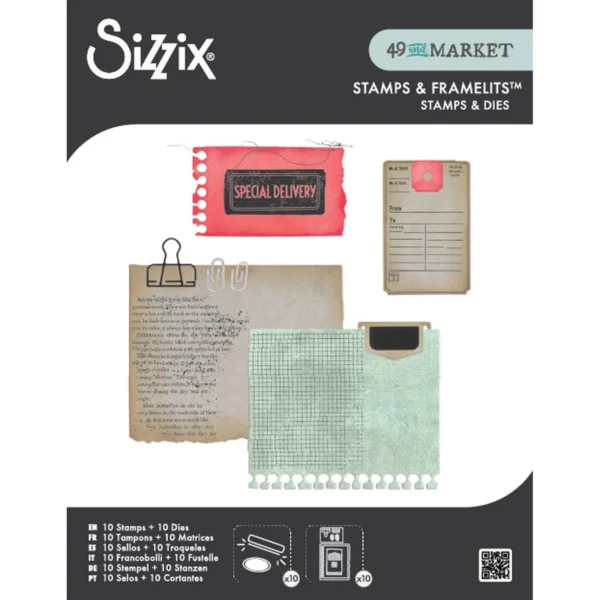 Sizzix Clear Stamps & Framelits Creative Combos 49 & Market (667058 Sizzix Clear Stamps & Framelits Creative Combos | 49 & Market (667058)