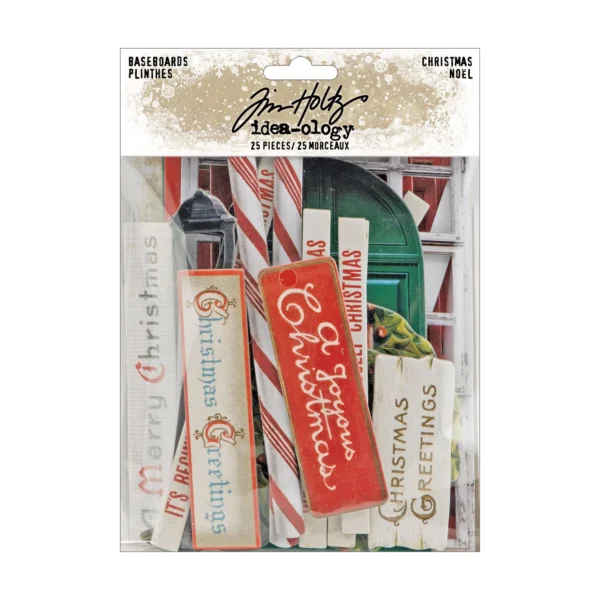 Tim Holtz Christmas Baseboards (TH94444) Tim Holtz Christmas Baseboards TH94444 Baseboards met 25 stevige chipboard kerstdecoraties. Perfect voor vintage scrapbooking, junk journals, kaarten en mixed media.