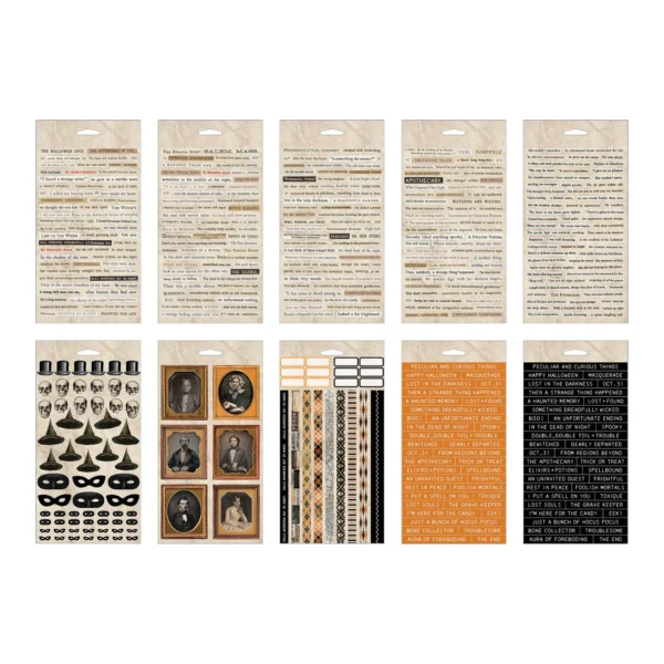 Tim Holtz Halloween Sticker Book met 484 vintage stickers. Perfect voor scrapbooking, journals, kaarten, collages en mixed media.