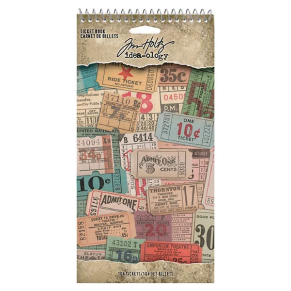 idea-ology-tim-holtz-ticket-book-th94036 Tim Holtz Idea-ology Ticket Book met 104 geperforeerde vintage tickets. Ideaal voor junk journals, scrapbooking, collages, kaarten en mixed media.