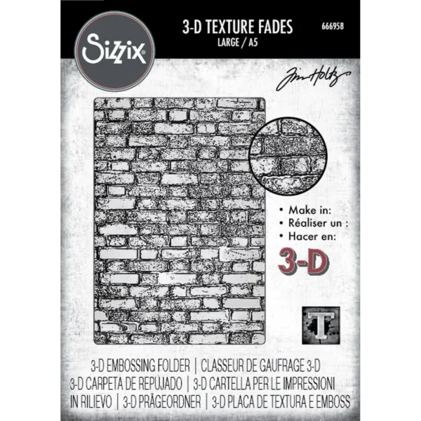 sizzix-3d-texture-fades-brickwork-a5-tim-holtz-666958 Sizzix 3D Texture Fades Brickwork A5 | Tim Holtz (666958)