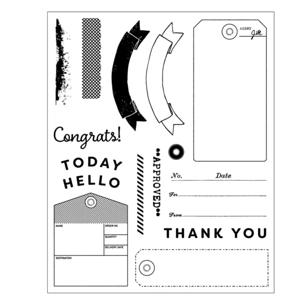 Sizzix – Clear Stamps & Framelits Tag It 49 Market (667064) Sizzix Clear Stamps & Framelits Tag It | 49 & Market (667064)