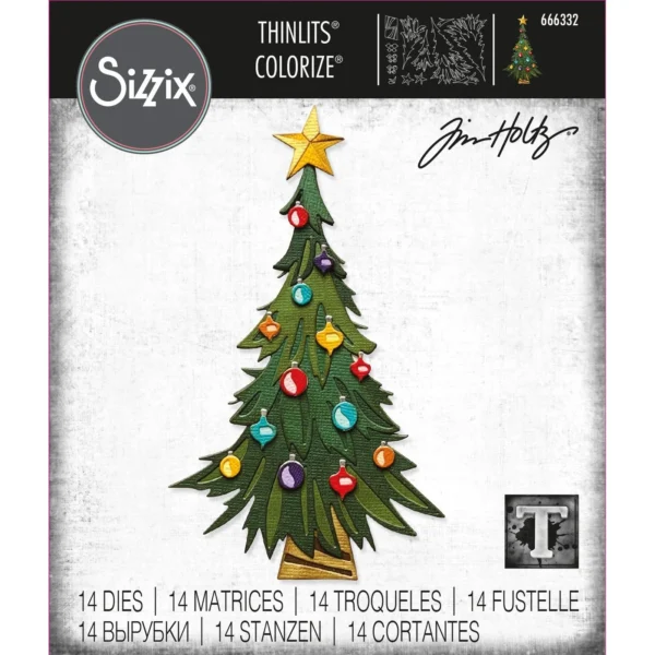 Sizzix Thinlits Colorize Die Set Trim a Tree Tim Holtz (666332) Sizzix Tim Holtz Thinlits Colorize Trim a Tree 14-delige kerstboom snijmal 666332