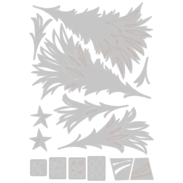 Sizzix Thinlits Colorize Die Set Trim a Tree Tim Holtz 666332 Sizzix Tim Holtz Thinlits Colorize Trim a Tree 14-delige kerstboom snijmal 666332
