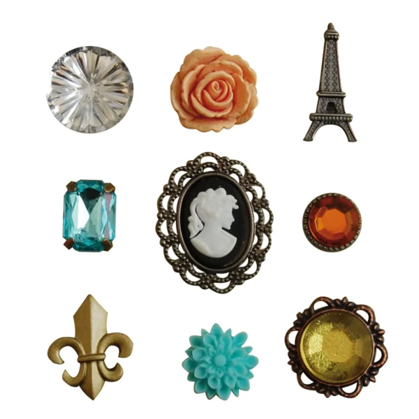 Vaessen Creative Vintage Splitpennen Paris 9 stuks metalen brads 2031-401